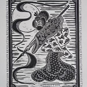 Revolution Linocut Print 2