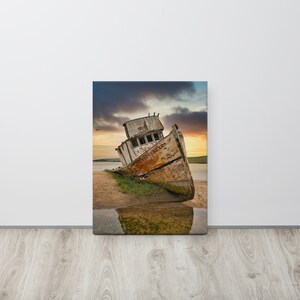 Sunset Shipwreck Nautical Canvas Print Wall Art