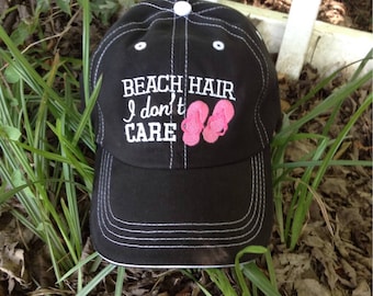 Beach Hair Hat~ Don't Care Cap~ Monogram Hat ~ Monogram Beach Cap ~ Bridesmaid Gift ~ Beach hair ~ Sun hat ~ Monogram Baseball Hat