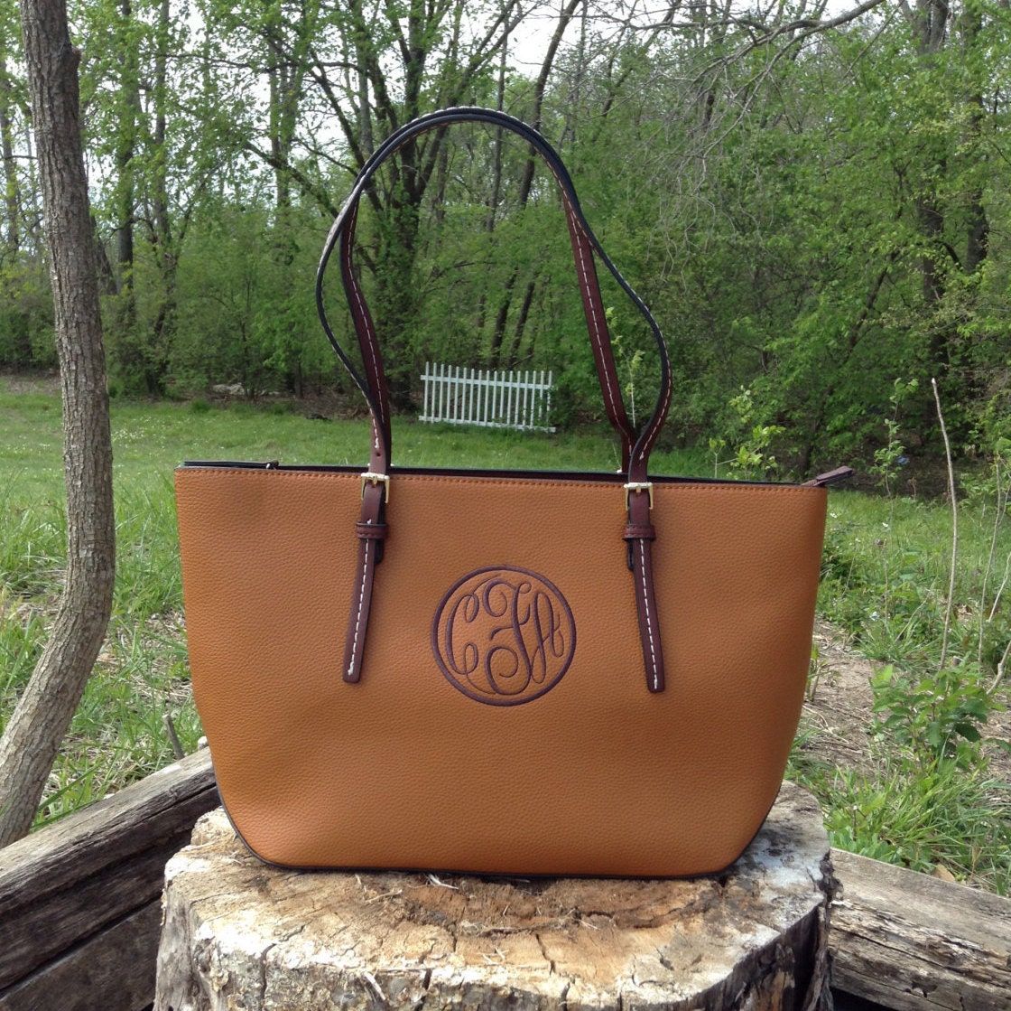 Monogram Purse Bag Tote/ Monogram BrownPocketbook Brown Etsy