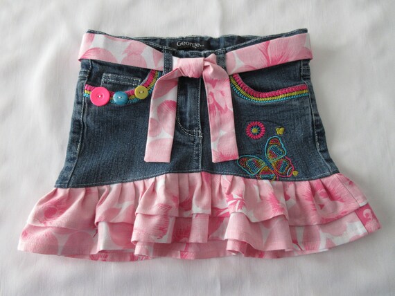 girls denim ruffle skirt