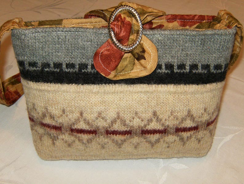 Crossbody Sweater Handbag Lined Crossbody Messenger Bag Upcycled Sweater Purse