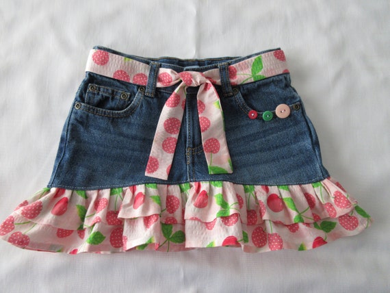 ruffle jean skirt