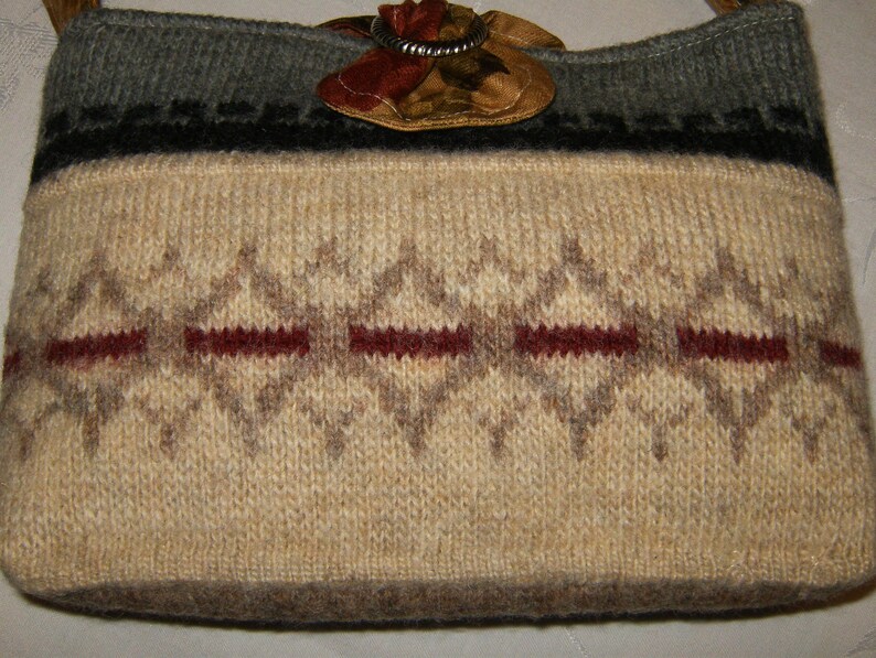 Crossbody Sweater Handbag Lined Crossbody Messenger Bag Upcycled Sweater Purse