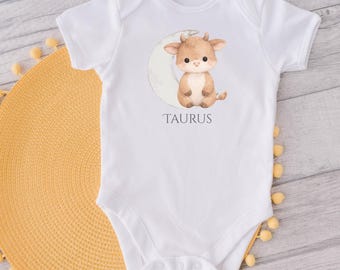 Taurus babybody, månskensdräkt för småbarn, stjärnteckens babyoutfit, astrologigåva
