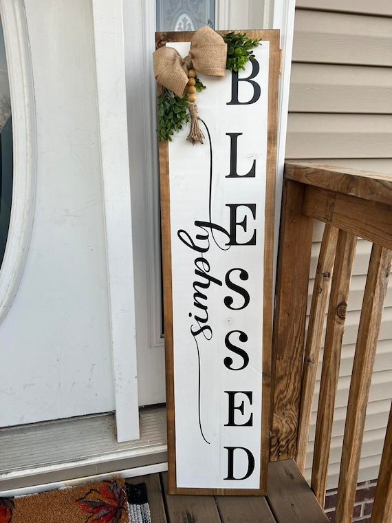 Simply Blessed Porch Leaner, Welcome Porch Sign, Front Door Sign