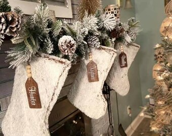 Stocking Tags | Houten Kousen Tags | Gepersonaliseerde Kerst Decor | Gepersonaliseerde kousentags