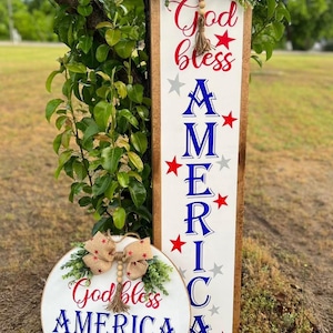 God Bless America, Front Porch Sign, Housewarming Gift, Outdoor Porch sign