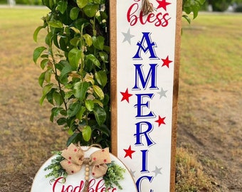 Dio benedica l'America, cartello del portico anteriore, regalo di inaugurazione della casa, cartello del portico esterno