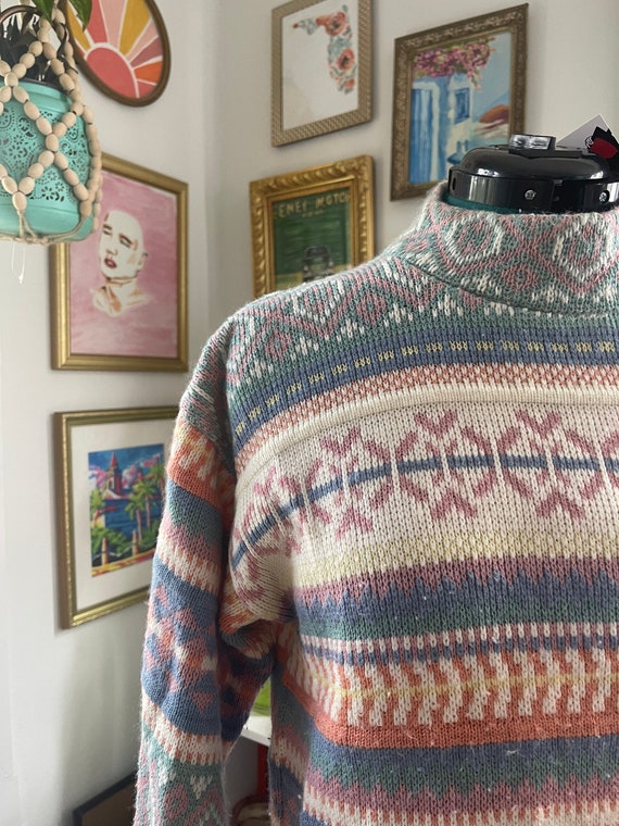 Vintage pullover sweater chunky pastel - image 1