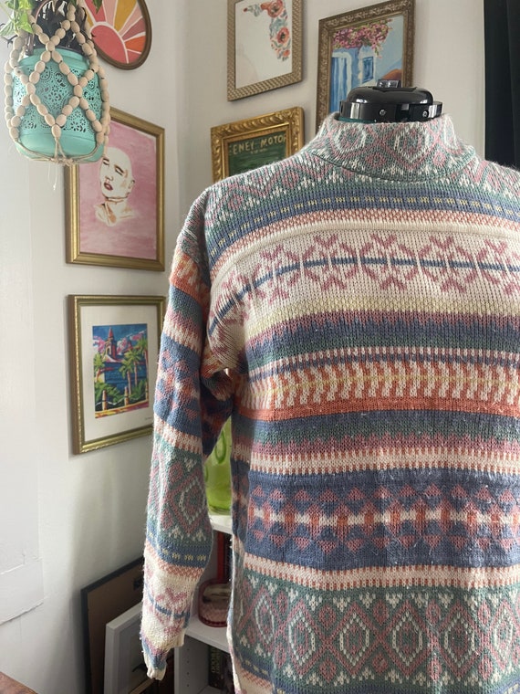 Vintage pullover sweater chunky pastel - image 4