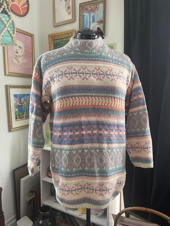 Vintage pullover sweater chunky pastel - image 2