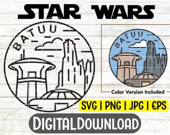 Star Wars Planets Simple SVG PNG - Galaxy's Edge T-shirt Design - Tatooine SVG - Star Wars Clipart- The last Jedi