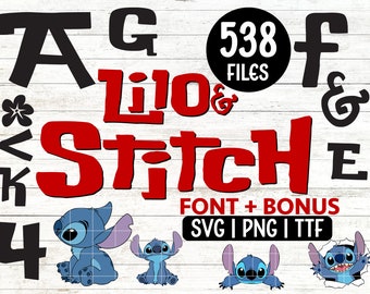 Lilo en Stitch Font SVG TTF, Stitch Cut File, Stitch SVG