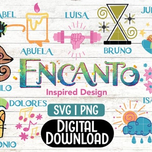 Encanto svg, Bundle Encanto svg, Familia Madrigal Movie PNG, Birthday svg, fichiers coupés pour cricut silhouette, Familia Madrigal Symbols SVG