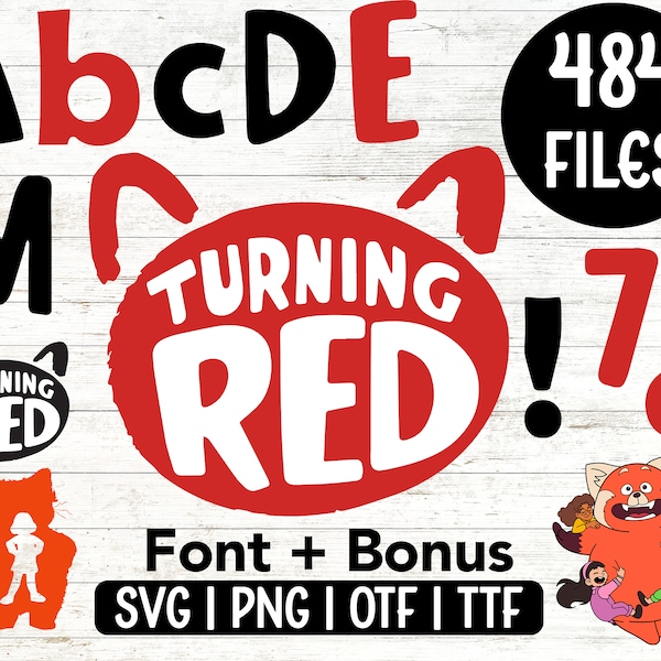 Turning Red Font Alphabet PNG SVG, Bundle, Turning Red letters, Turning Red clipart, Turning Red Digital