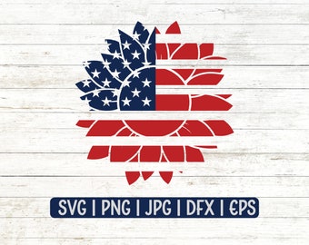 USA Sunflower SVG, American Flag SVG Sunflower Clipart, 4th of July svg, Fourth of July Flower, America Patriotic Sunflower, Memorial Day