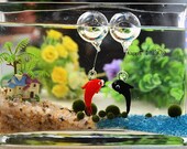 Set of 2 Murano Glass Dolphin Figurines,Ocean Colored Glass Dolphin With a Glass Float Ball Decorate Your Fish Tank or Aquarium