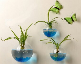 SALE Set of 3 Wall Bubble Terrariums Glass Wall Vase for Flowers or House Plants Indoor Wall Gardening Decor Gift for Living Home Deoor