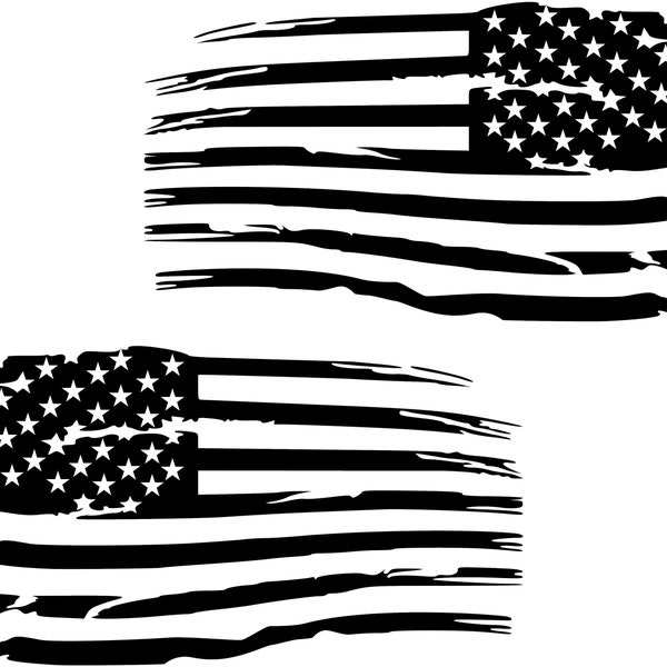 Distressed American Flag Pair Premium Vinyl Decal
