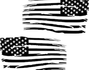 Distressed American Flag Vinyl Decal Pair