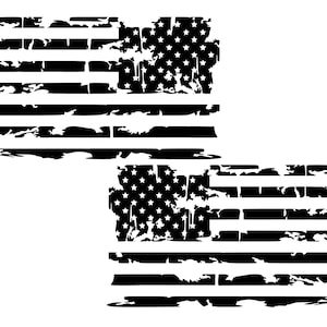 Distressed American Flag Pair Premium Vinyl Decal