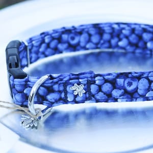 Blueberry Fabric Dog Collar - Dog Collars - Pet Accessories - Collar for Dogs - Adjustable Dog Collar - Blueberries