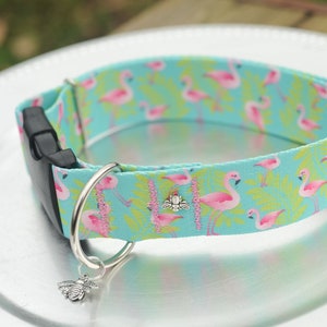 Pink Flamingos Dog Collar - Polyester Adjustable Dog Collars -  Flamingo Dog Collars - Collars for Dogs - Pet Collars-  Florida - Miami