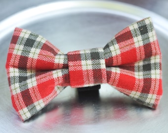 Red Plaid DOG Bow Tie, Plaid Bow Tie For Dogs and PETS, Pet Accessories, Dog Bow Ties, Puppy Bow Ties, Christmas Flannel