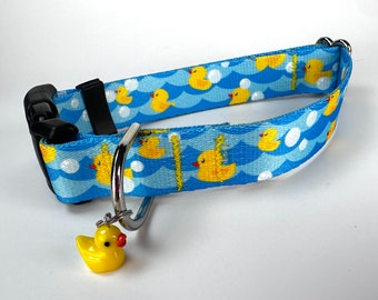 All My Ducks in a Row - Yellow Rubber Duck Colorful, Adjustable Dog Dollar, Waterproof Webbing Duck-Themed Pet Collar, collars for dogs