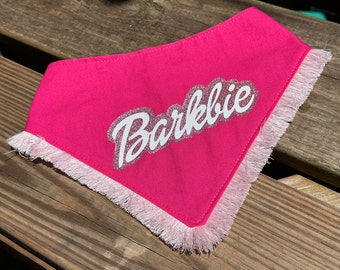 Barbie Inspired Hot Pink DOG Bandana, Barkbie, Snap On Reversible Bandana For Dogs, Bandana, pink dog bandana, Barbie Dog