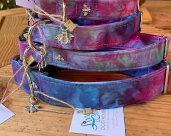 Tie Dyed Purple & Multi Dog Collar, Purple, Pink, Aqua, Hand  Dye Dog Collars, Ice Dye Collar for Dogs, Tie Dye, Colorful Pet Collars