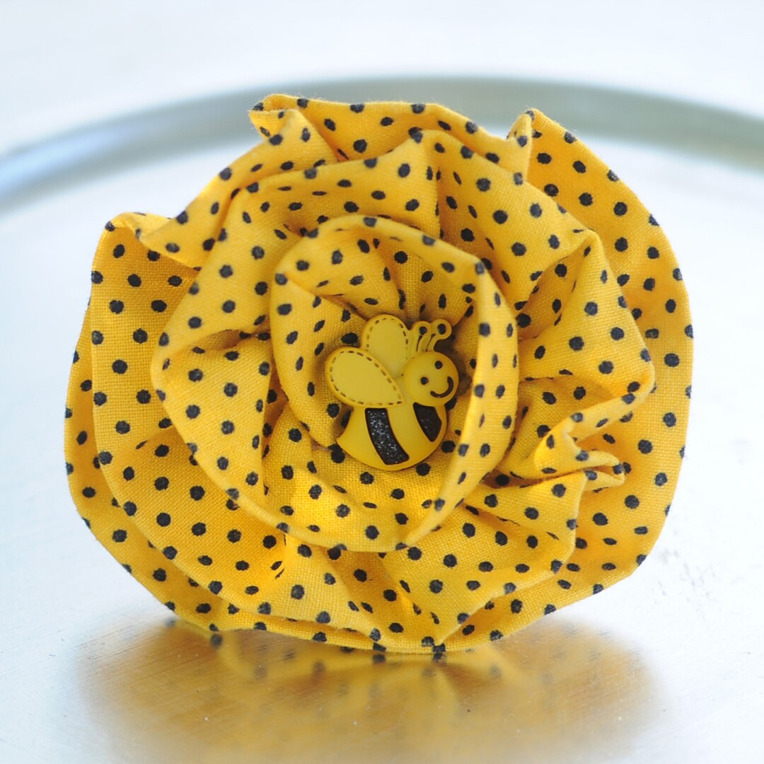 Yellow Polka Dot Flower for Dog Collar, Flowers, Dog Accessory
