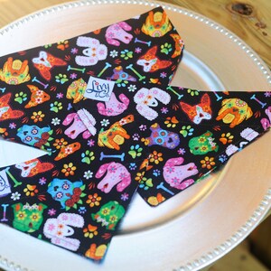 Sugar Skulls Dog bandana, Day of the Dead Bandana for dogs, Colorful Dog Accessories, Pet Accessories, Bandanas, Pet Bandana Colorful image 2