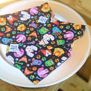 Sugar Skulls Dog bandana, Day of the Dead Bandana for dogs, Colorful Dog Accessories, Pet Accessories, Bandanas, Pet Bandana Colorful image 6