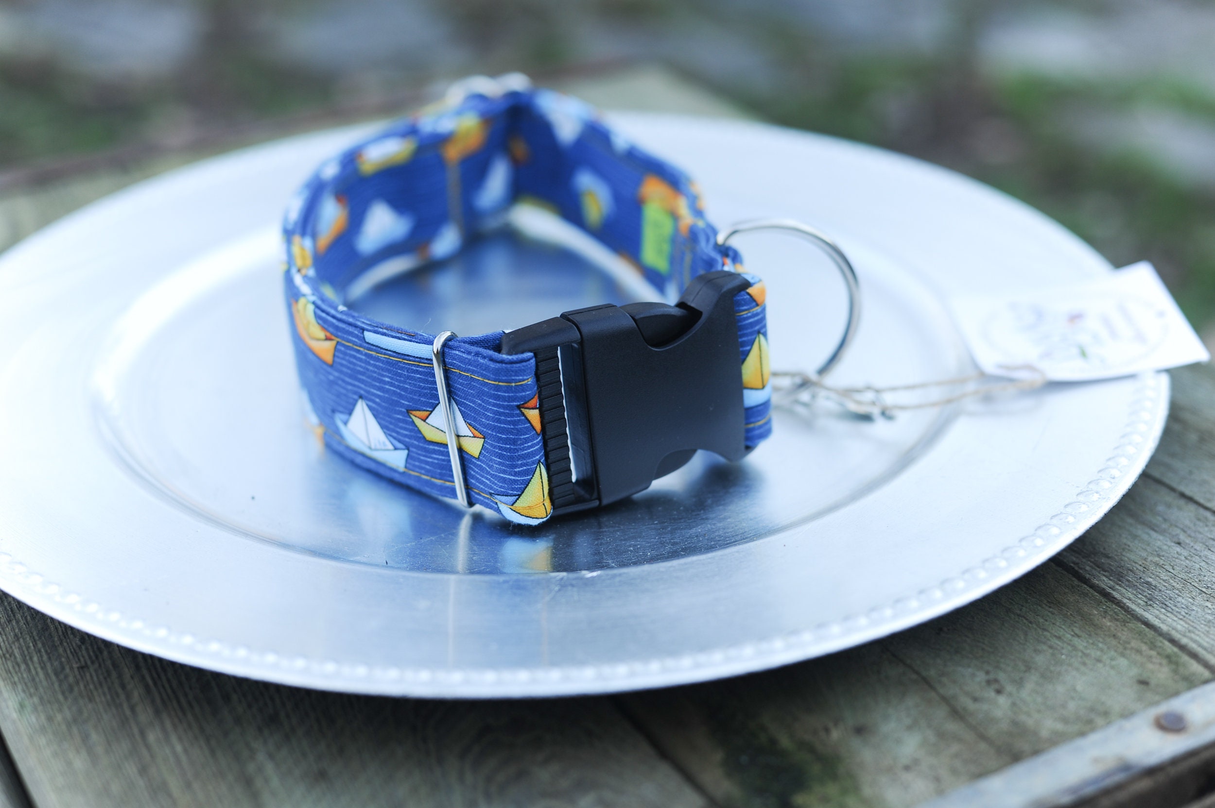 Paper Boats Fabric Dog Collar Dog Collars Sailboats Etsy