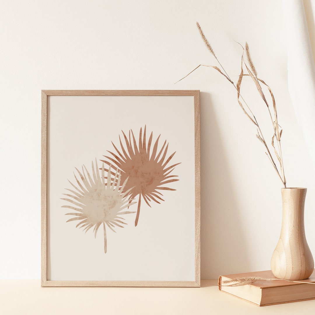 Fan Palm Leaf Art Print, Boho Printable Wall Art, Neutral Print ...
