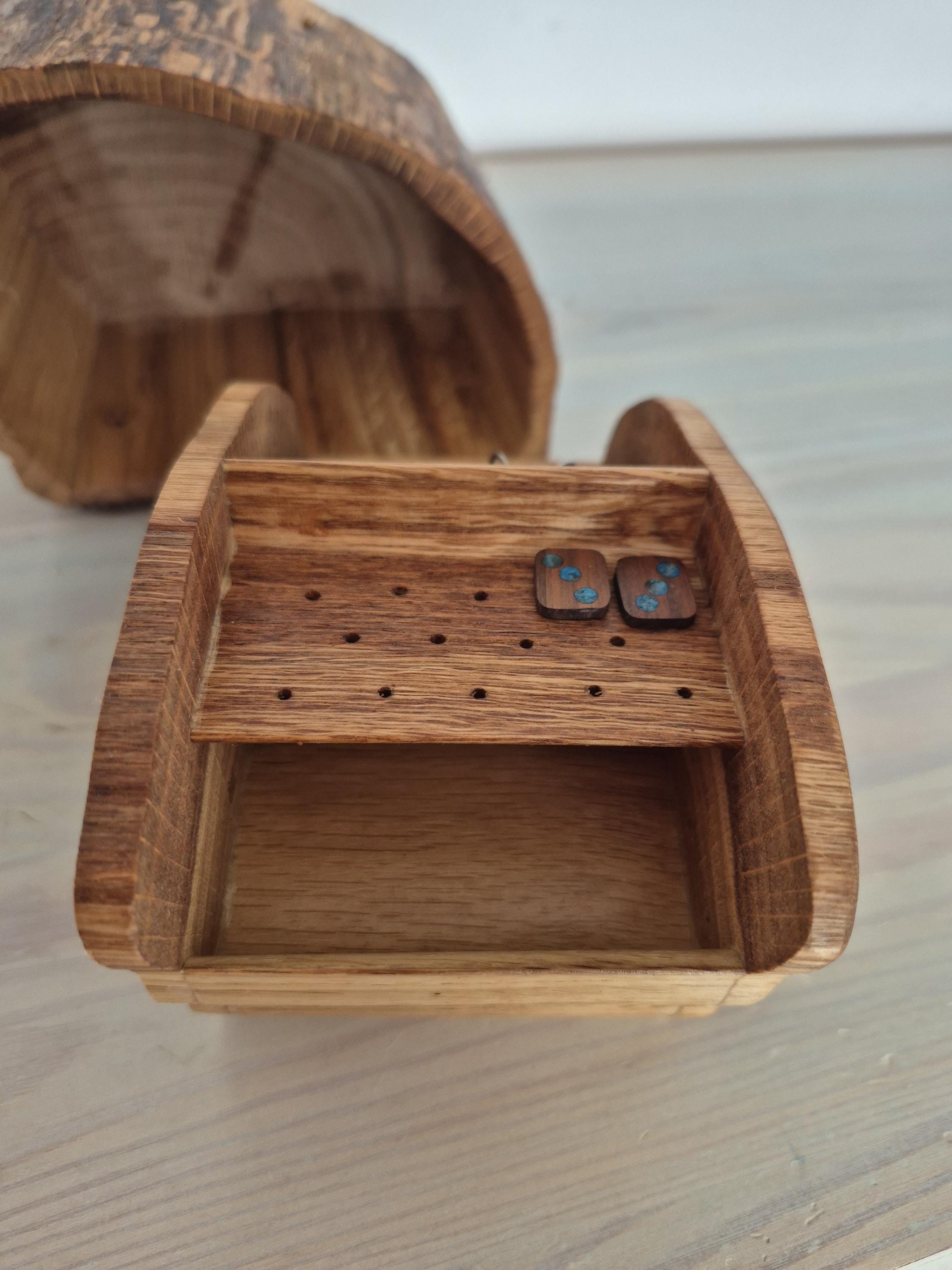 Oak Log Box With Two Sections & Secret Drawer • Jewelry and Keepsake ...
