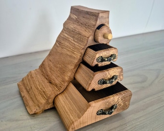 Handmade Beech Firewood Keepsake Box – Natural Triangle Log with 4 Drawers