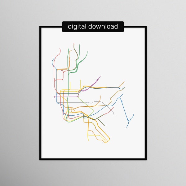 minimalist subway (digital download) | new york city nyc mta subway map wall art line art