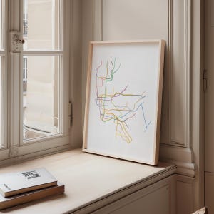 minimalist subway print | new york city nyc mta map line wall art minimal poster metro