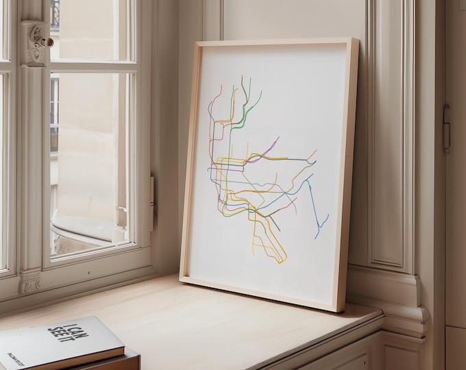 nyc subway map print | minimalist new york city wall art mta metro poster travel gift