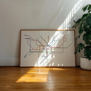minimalist london underground print | tube england ldn metro subway map line wall art minimal poster