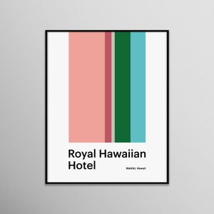 color palette places: royal hawaiian | minimalist hawaii oahu honolulu waikiki hotel wall art print