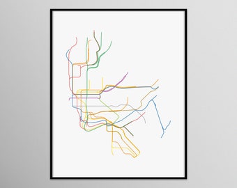 minimalist subway print | new york city nyc mta map line wall art minimal