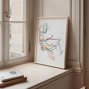 minimalist subway print (3D) | new york city nyc mta map line wall art minimal