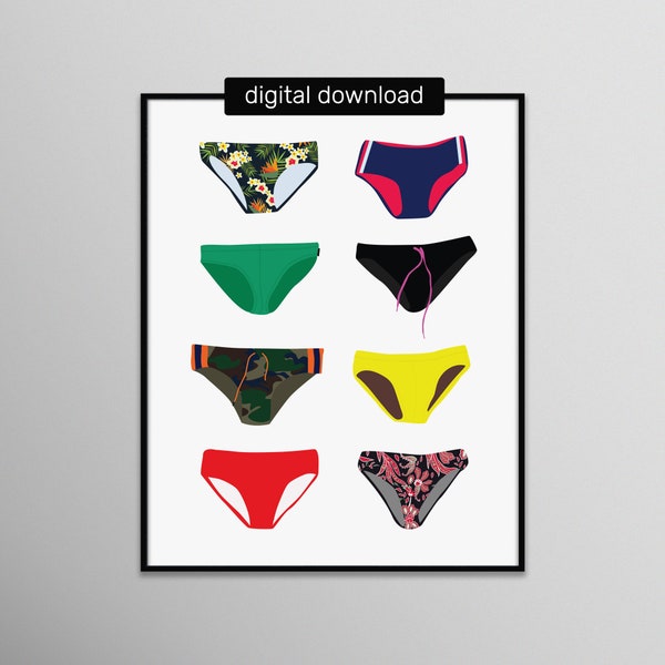 swim brief collection (digital download) | graphic print swimmers speedos gay queer bodies wall art