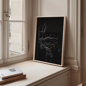 minimalist subway print (white on black) | new york city nyc mta map line wall art minimal