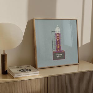 capitol theatre sign print | olympia washington oly pacific northwest pnw graphic wall art minimalist square poster