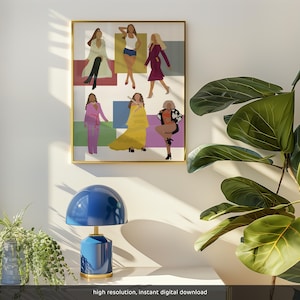 queen bey video looks print (digital download) | bee b music pop culture stylized gift fan print illustration wall art poster